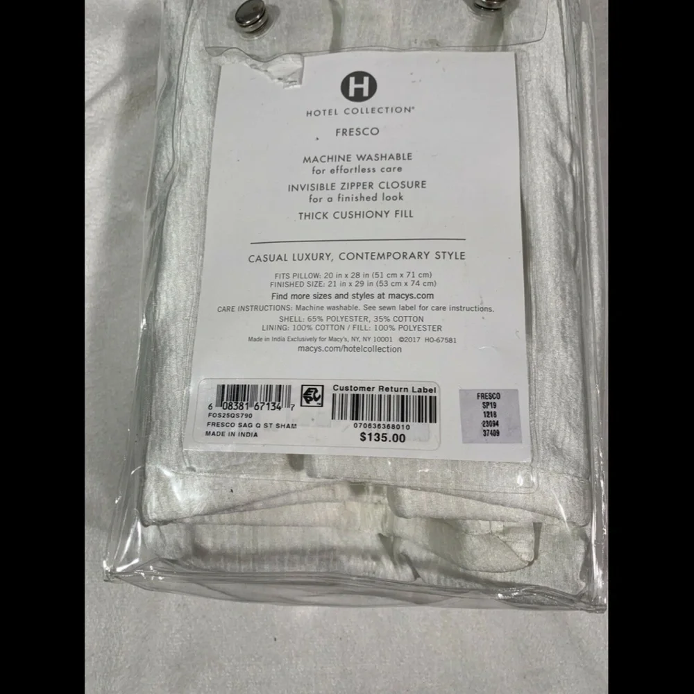 NIB Hotel Collection Fresco Sage Quilted (1)‎ Standard Sham Pillow Case
